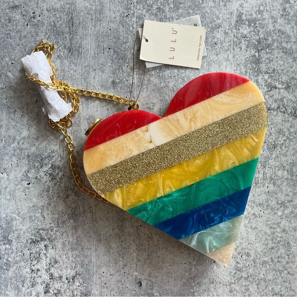 Lulu NYC Rainbow Heart Acetate Handbag